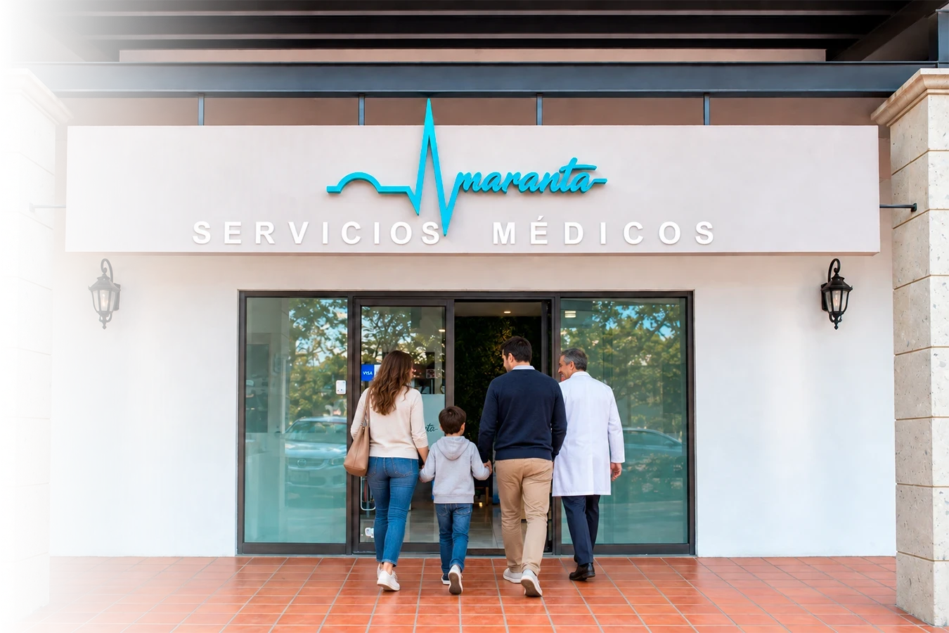 Servicios Médicos Amaranta — entrada de la clínica